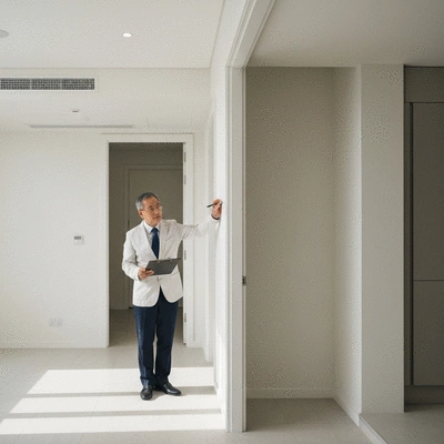 Property manager inspecting a property for pests