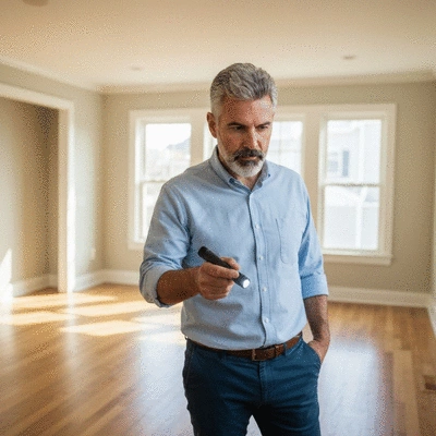 Landlord inspecting a rental property for signs of rodent activity